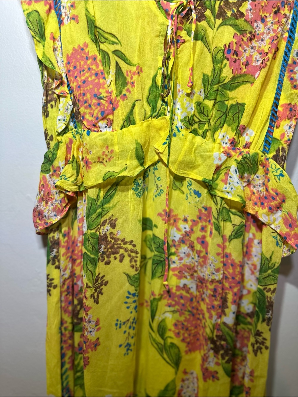 Anthropologie Tracey Reese Silk Sheer Yellow Floral Maxi Dress Women’s size S - Picture 5 of 9